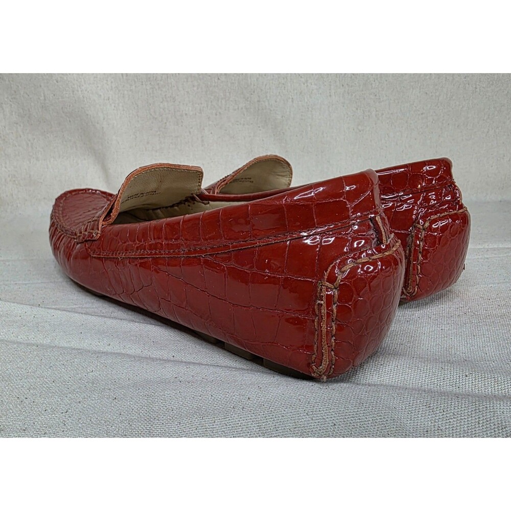 Cole Haan Persimmon Red Croc Embossed Driving Loafers 7.5B - Picture 9 of 16